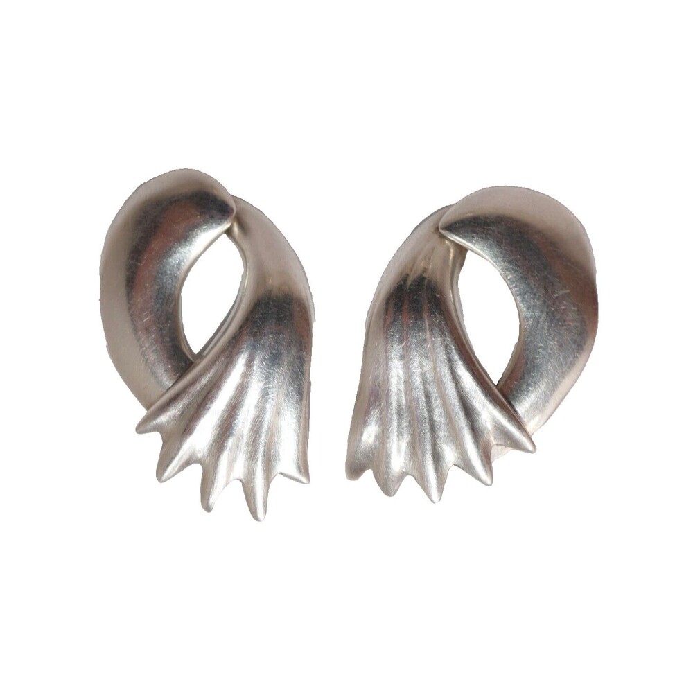 Mexico 925 Sterling Silver Wing Swirl Clip-on Earrings